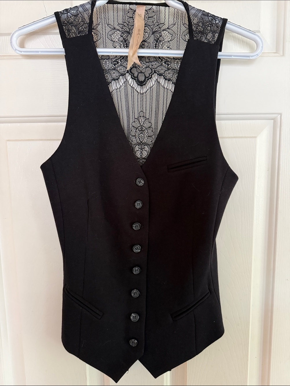 BAILEY 44 Black Tailored Vest Lace Back Sexy Menswear Waistcoat Size  10
